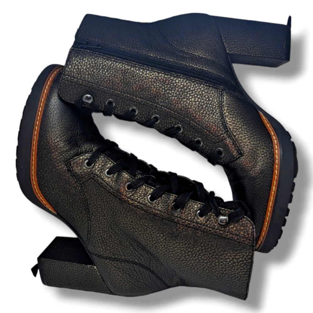 Naturalizer | Callie Black Metalic Leather Heeled Ankle Boot Women's Size 9.5W - Picture 5 of 7